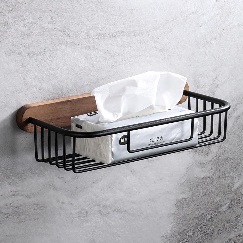 Black Walnut No-Drill Bathroom Tissue & Phone Holder