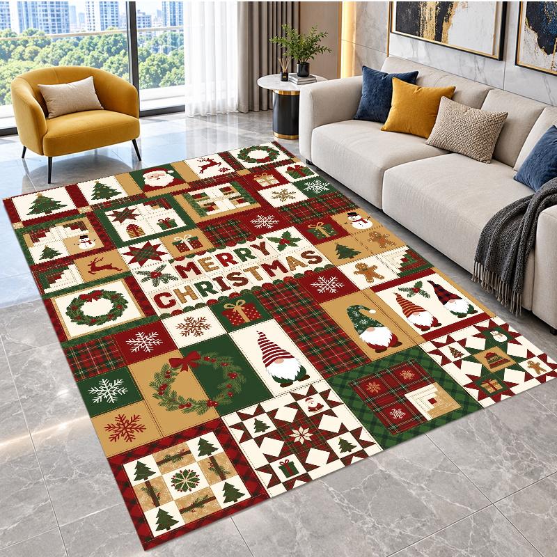 Tappeto da Pavimento a Tema Natalizio, Morbido Tappeto da Zona, Decorazione per la Casa Indoor di Natale per le Feste