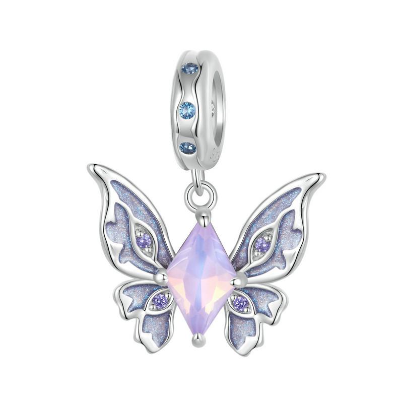 Bamoer Charms Papillon Magique en Argent 925 Perles Soleil et Lune S'adaptent aux Bracelets Originaux pour Femmes Accessoires de Bijoux DIY