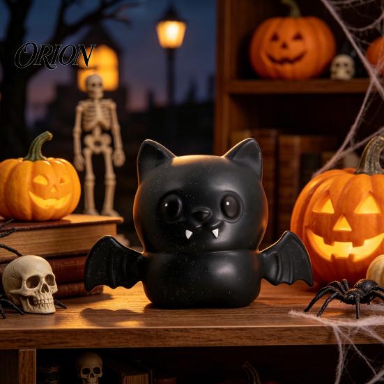 Black Glitter Bat Figurine Halloween Squeeze Stress Ball, Soft TPR Slow Rising Fidget Toy Sensory for Anxiety Relief, Cute Decompression Decor, Trick
