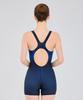 Laelliseupocheu [Rslh406 Nvy] Odd 3-Part Half-Body X-Back Swimsuit Navy