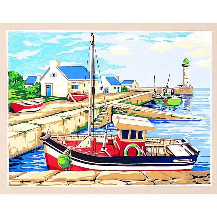 Canevas antique Le petit port 40x50cm