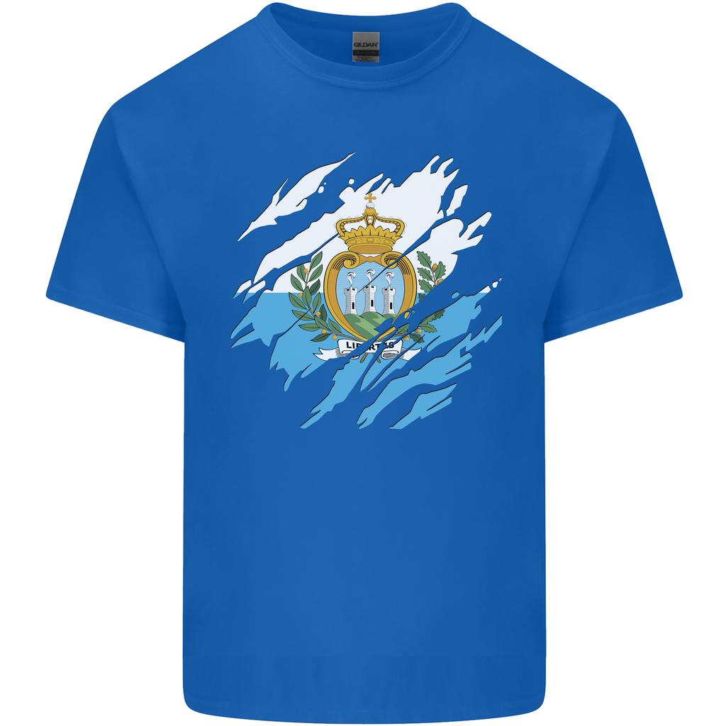 Torn San Marino Flag Sammarinese Day Football Unisexs Light Cotton TShirt