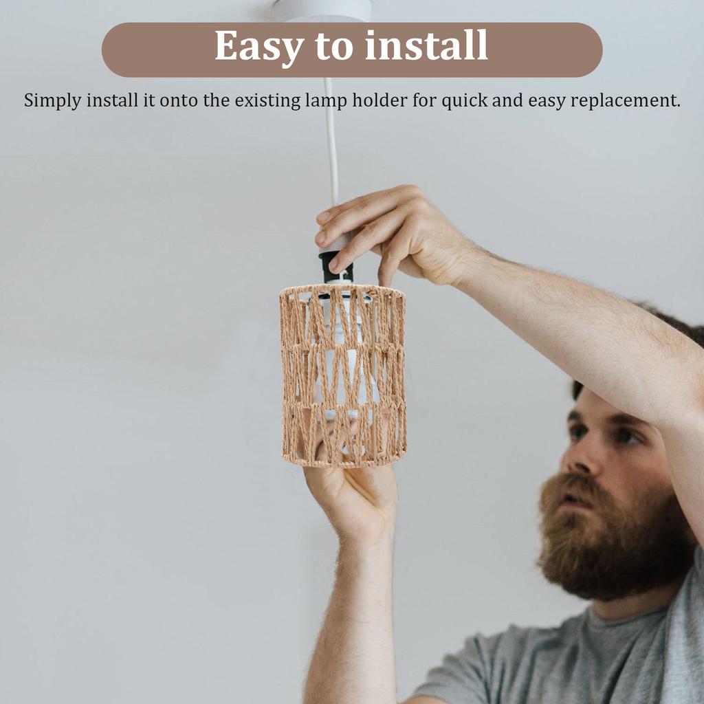 3Pcs Handwoven Lamp Shade Vintage Hanging Lampshade Small Decorative Pendant Light Shade for Living Room Bedroom Home Decoration