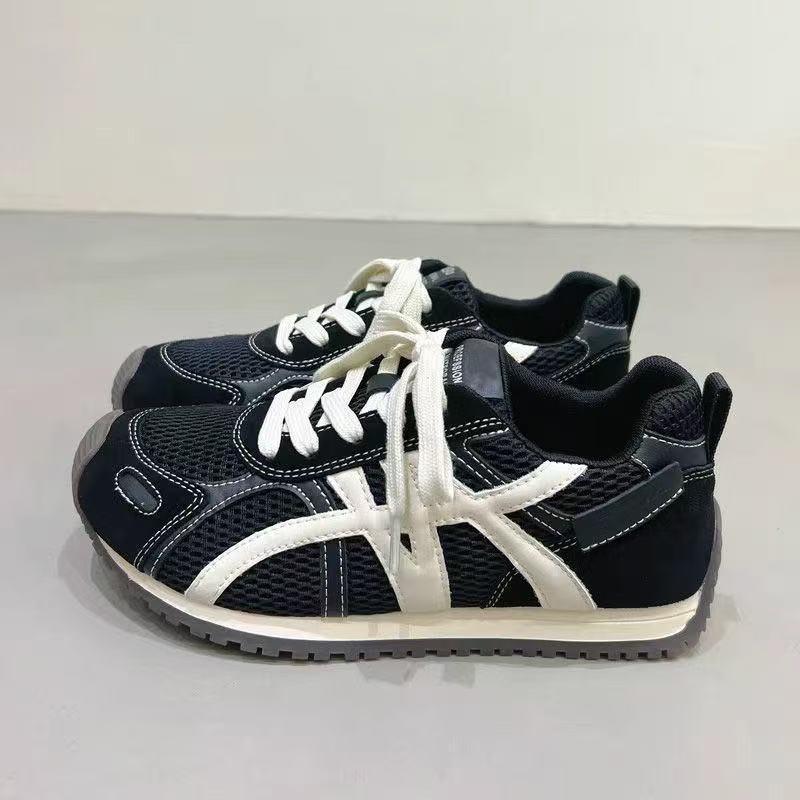 thick-soled German training shoes autumn new casual sports shoes breathable mesh shoes 35 чёрный
