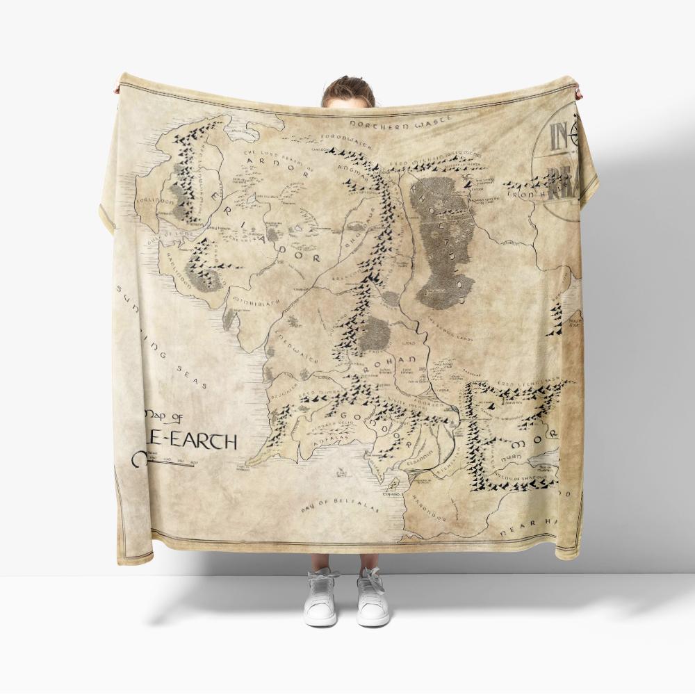 Coperta di Flanella Stampa Mappa TERRA DI MEZZO Coperta Accogliente Morbida Leggera Calda 30x40 pollici 40x50 pollici per Divano Letto
