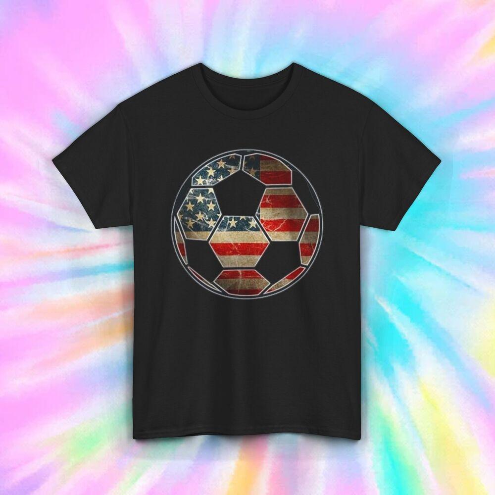 

American Flag Soccer T-Shirt | Patriotic USA Ball Graphic Tee | Soccer Fan 4XL