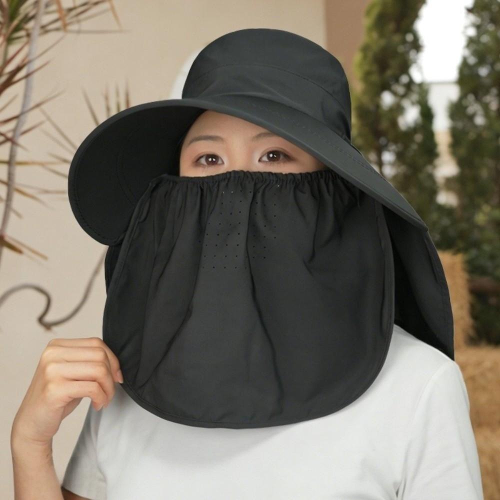 Adjustable Sunshade Shawl Cap Face Cover Picking Tea Hat Sun Hat Shawl Mask Hat  Women