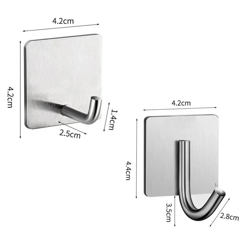 3pcs Stainless Steel Wall Hooks Self Adhesive Hooks For Hanging Wall Key Hanger folding bag stand hanger hangingbig bags