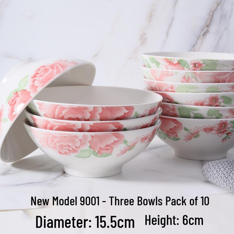 Retro Ceramic Porcelain Microwave-Safe Bowl Set - Chinese Style Tableware