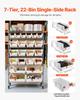 7-Tier Rolling Bin Storage Rack, 22 Organizer Bins, Bin Rack Storage Steel Wire Shelving System with Wheels, Mobile Tool Organizer for Garage,