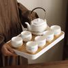 Jade Porcelain Tea Set Chinese Kung Fu Tea Pot Ceramic Tea Cup White Porcelain Set Household Large Capacity Handle Pot