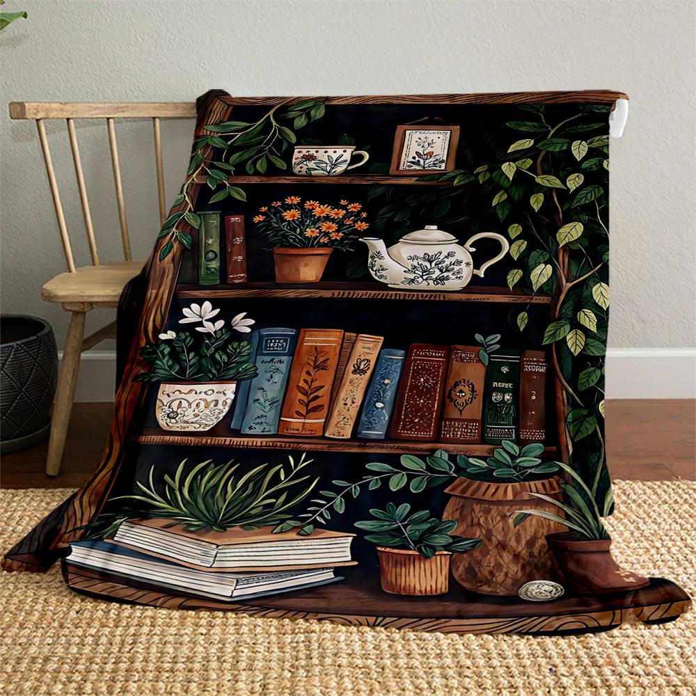 1PC Botanical illustrationOutdoor Flannel Blanket - Soft Plush Decor for Picnics, camping, Bedroom, Playroom, Office, or Lunch Break 1261A