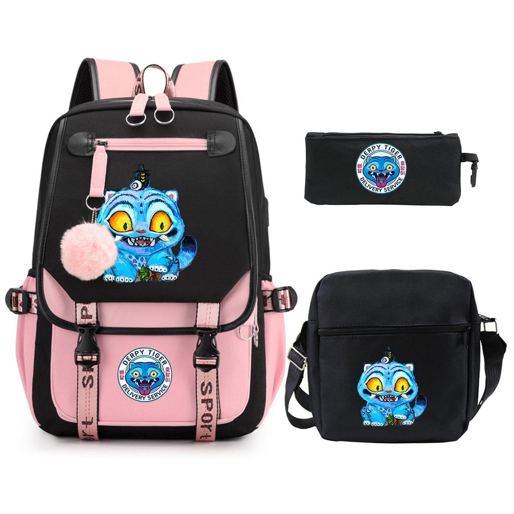 Witch Hunters Cartoon Peripheral Printing Children's Backpack Cross-border New Student School Bag Three-piece Shoulder Bag Pencil Bag