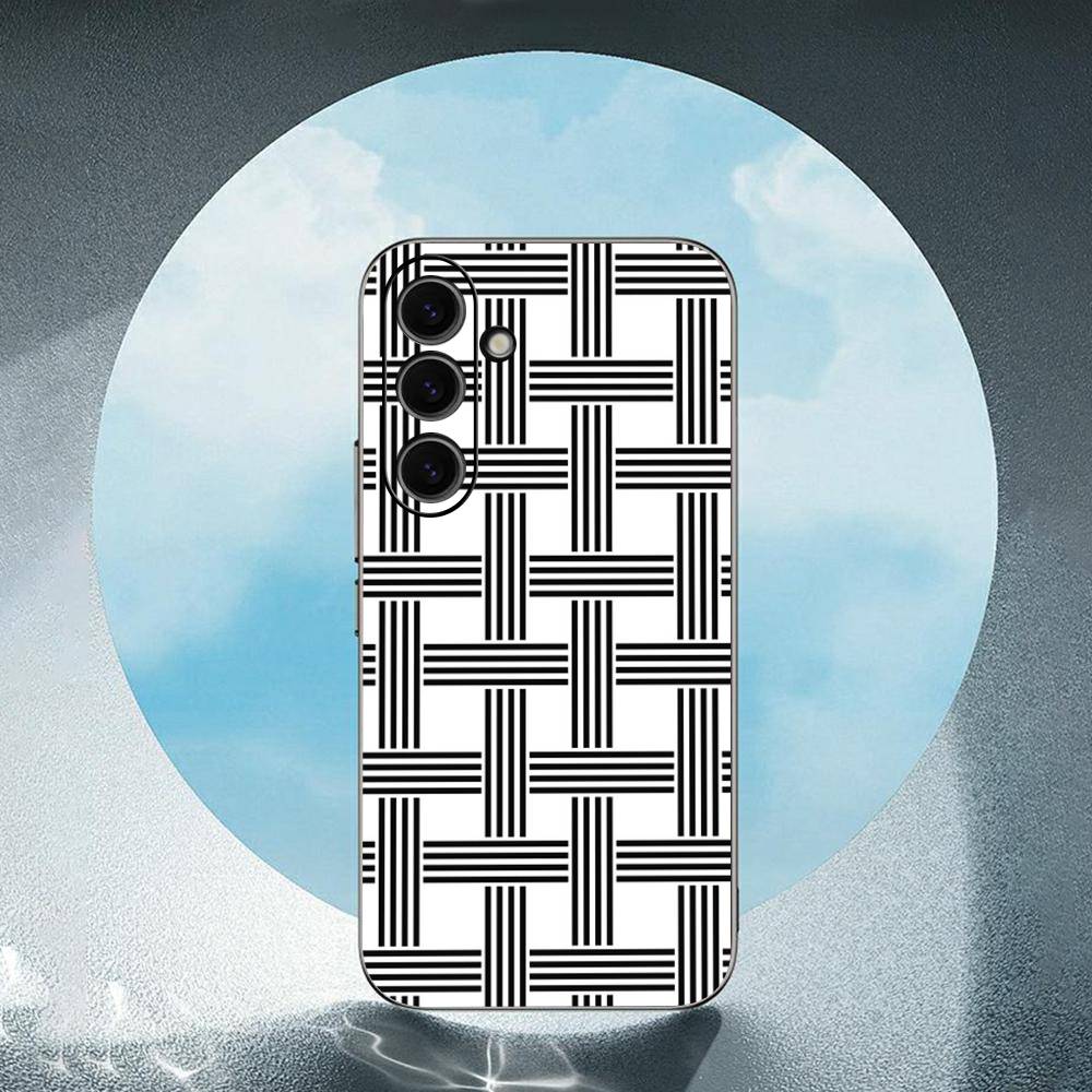 Black And White Grid For Samsung Galaxy S23 S24 S25 Ultra S22 Plus S21 Black Soft Case Waterproof Soft Case