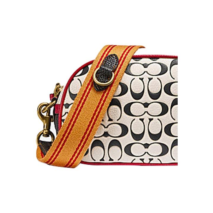 Coach Camera 19 Graffiti Print College Style Badge Leather Camera Bag Women Shoulder Bag White 4888-B4DMH