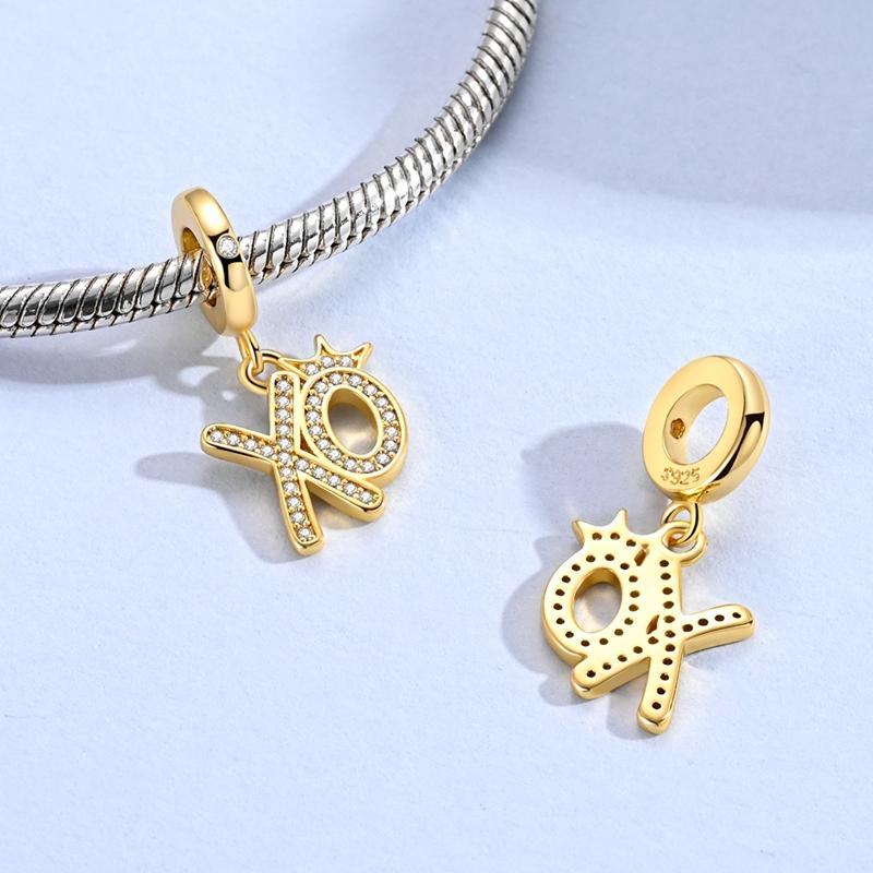 Golden Hugs And Kisses Charms Copper Dangle Pendant Fit Bangle Bracelet Necklace Diy Jewelry