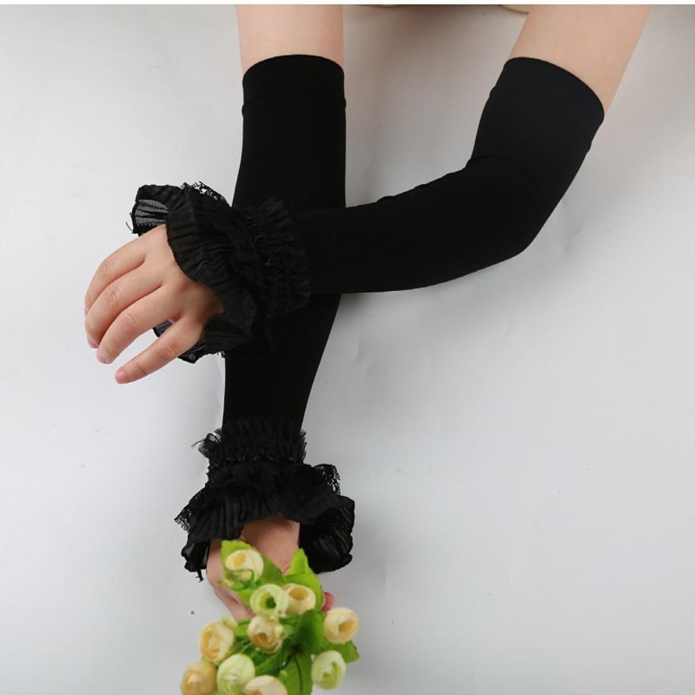 

Long Sleeve Lace Gloves Elastic Driving Gloves Fashion Sunscreen Arm Sleeve чёрный