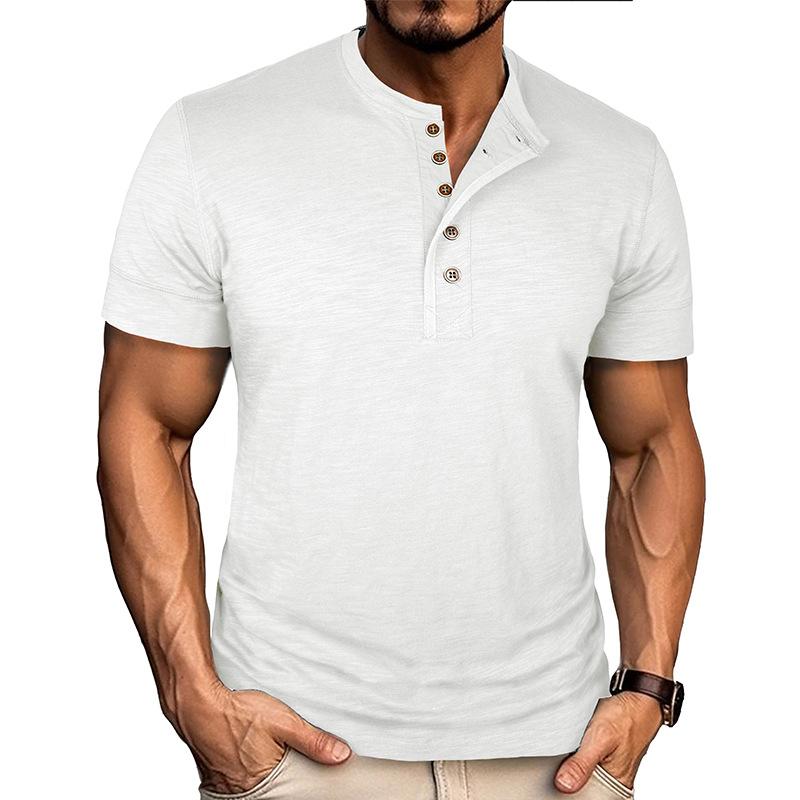 

Summer New Men s Short-sleeved Casual Round Neck Versatile and Fashionable Tops S белый