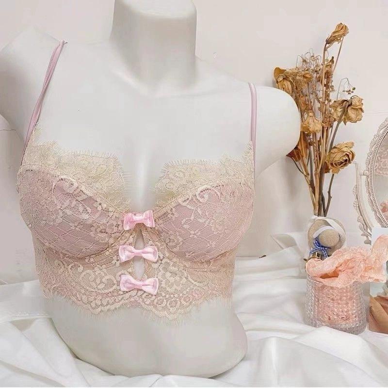 

Big Size Ladies Spring and Summer Sexy Lace Gather Big Breasts Show Small Underwear 42/95ABC рожевий