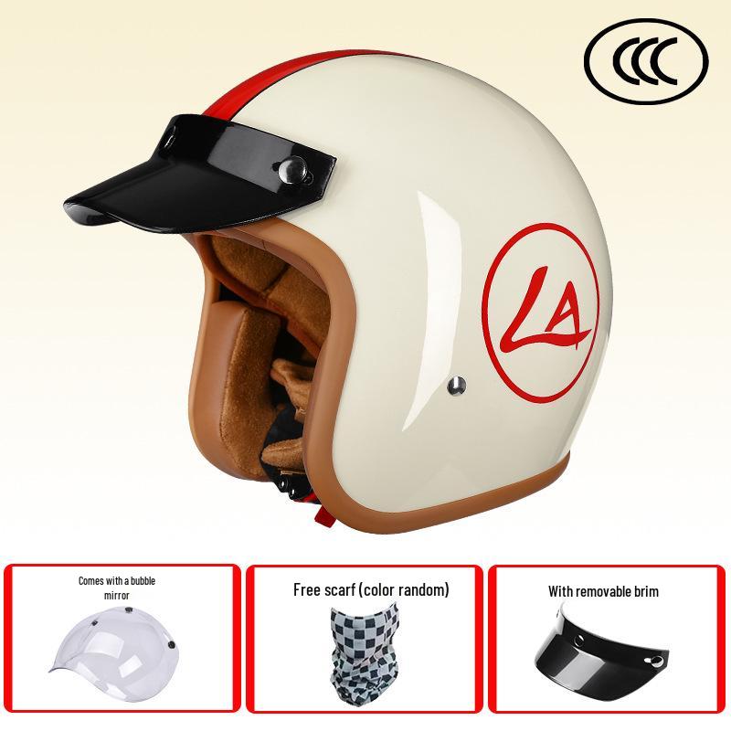 Retro 3C-Certified Unisex Motorcycle Helmet, All-Season 3/4 Design for Motorbike & Electric Bike