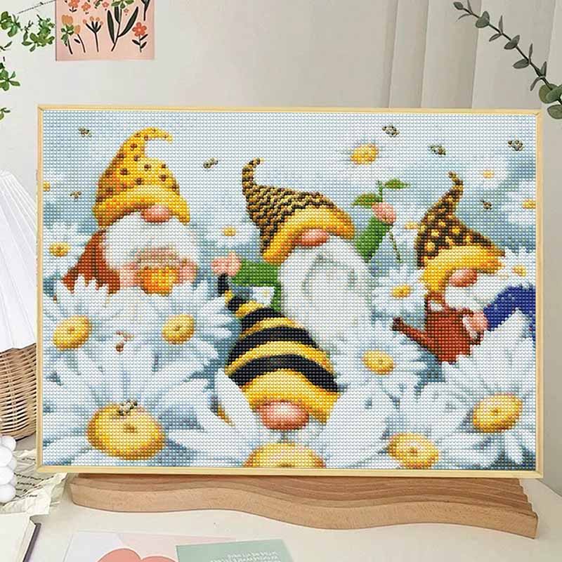 DIY Diamond Painting Gnomes Bees Daisy Cross Stitch Kit Mosaic Art Diamond Painting Full Circle Diamond Home Decoration