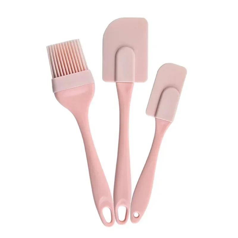 3PCS Cream Scraper DIY Bread Cake Butter Spatula Mixer Oil Brush Kitchen Baking Tool Silicone Spatula Non-stick Kitchen
