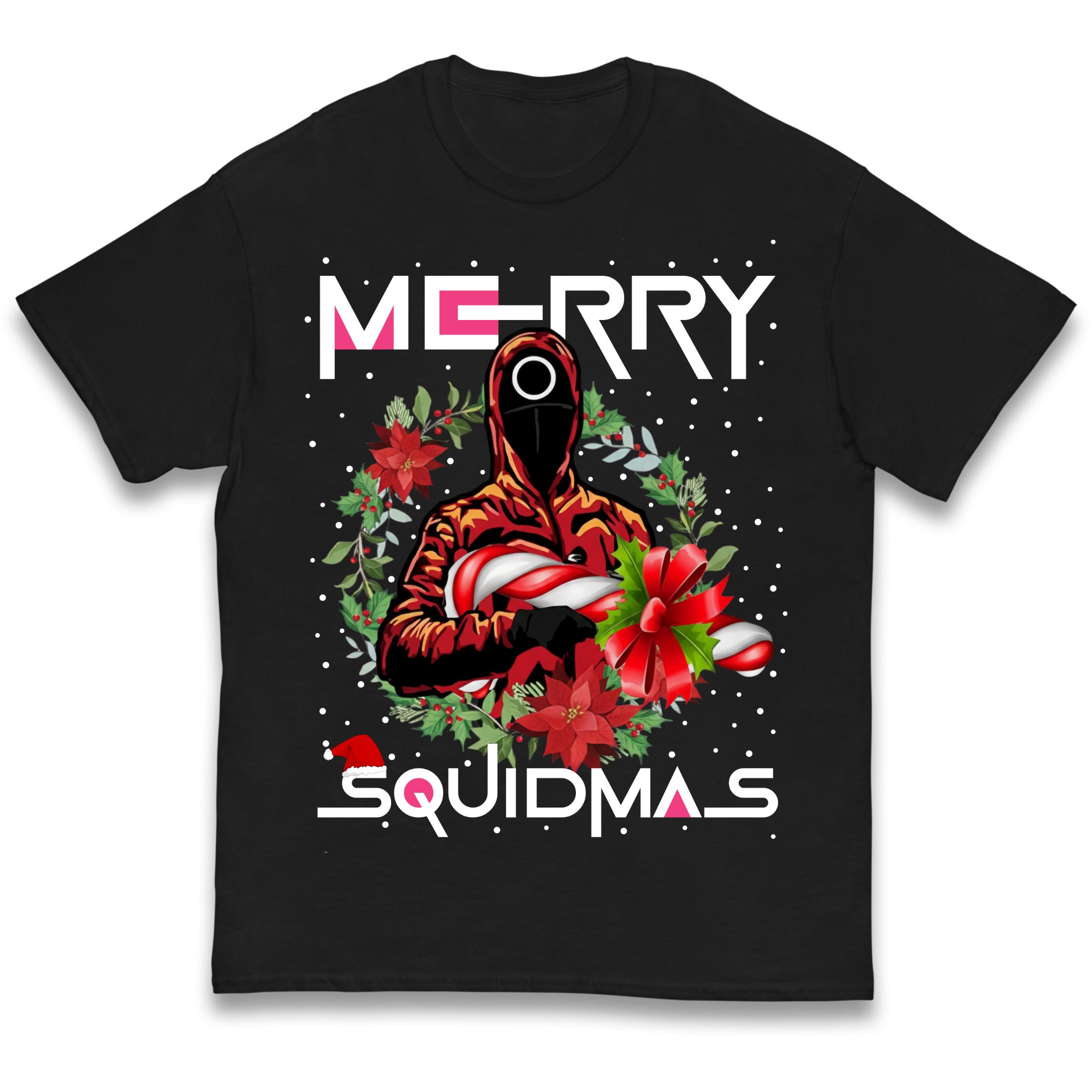 

Squid Games Merry Squidmas Candy Cane sleeping Christmas Kids T Shirt 110