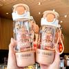 Portable Spring Lid Drink Cup With Straw Capybara Creative Cartoon Drinkware Double Opening Plastic Kids Capybara Bottle Gift