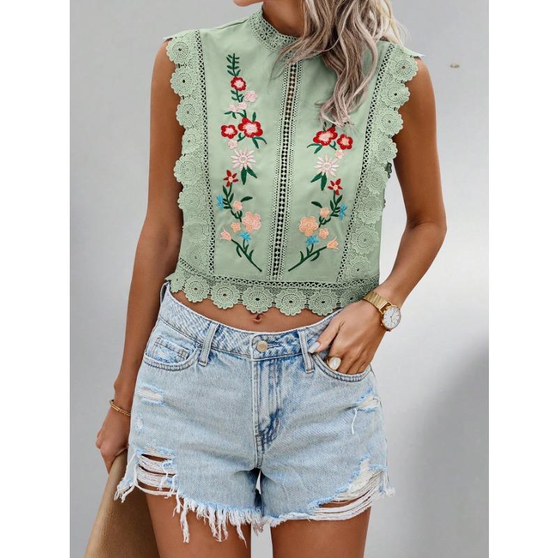 

YYFS Женская мода Повседневный принт с цветочным узором Летняя весенняя без рукавов Блузки и рубашки с круглым вырезом XXL