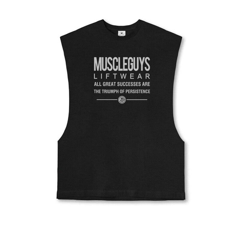 Muscleguys Men's Quick-drying Fitness Sports Running Top Vest Mesh Outdoor Training Breathable Sleeveless