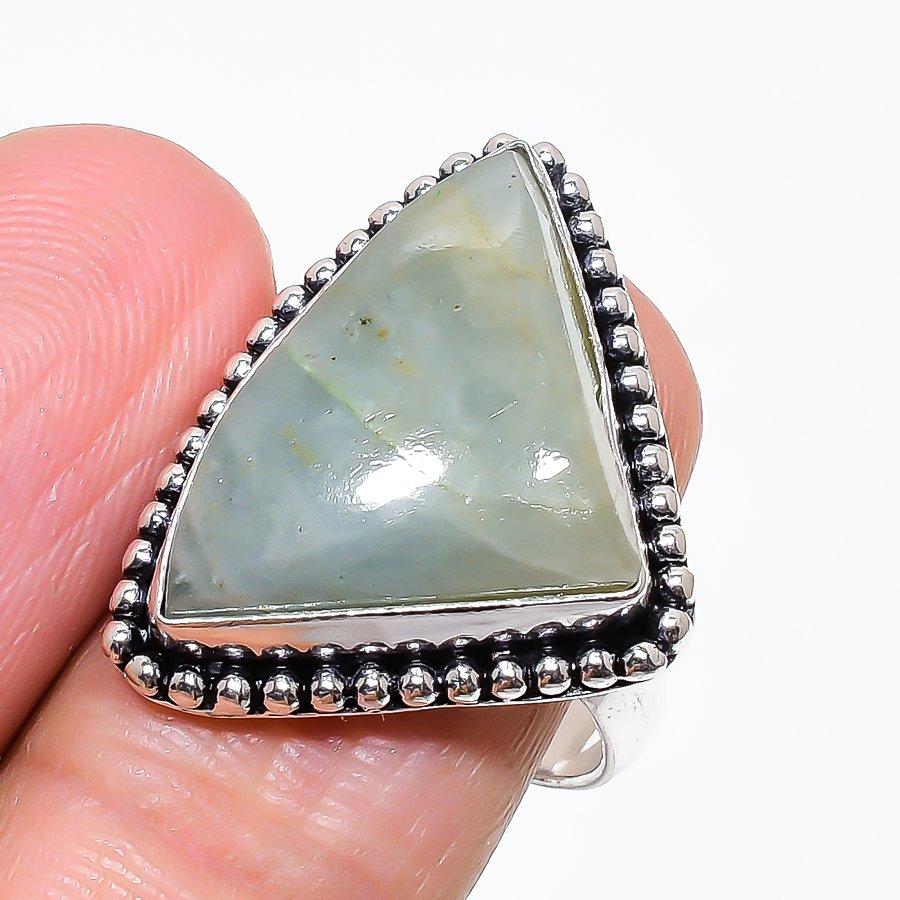 Aquamarine Gemstone Handmade 925 Sterling Silver Jewelry Ring Size 9 KJ-527