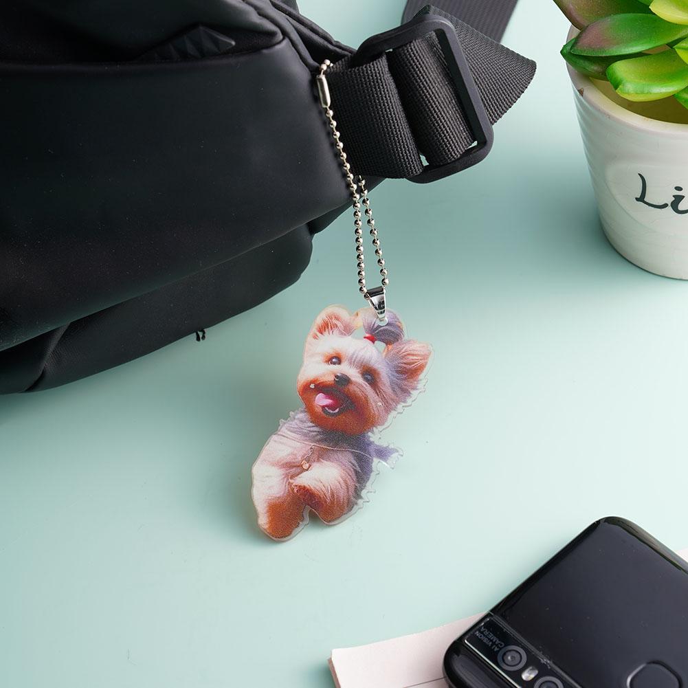 2D Acryl Glücklicher Laufender Hund Statue - Auto Rückspiegel und Dekoration, Spiegel Bunte Accessoires Schlüsselanhänger Lustige Tasche Auto Dekoration