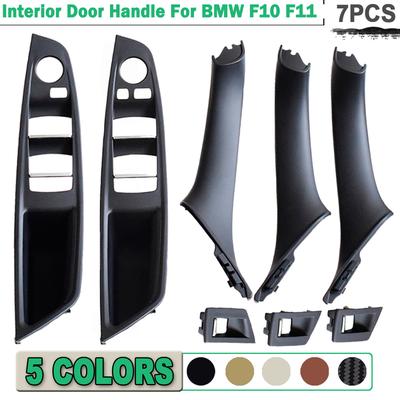 Fibra de Carbono LHD Maçaneta Interna da Porta do Carro Ajuste Para BMW Série 5 F10 F11 520d 525d 530d 535i Tampa do Acabamento Puxador do Painel Interno