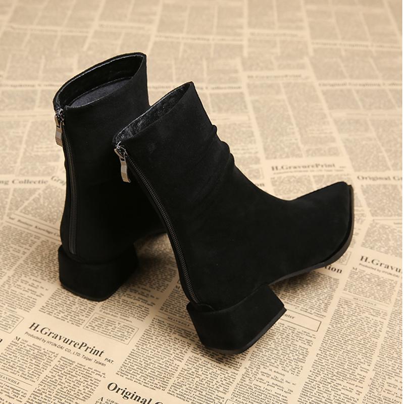 Fashion Autumn Winter Pointed Toe Women Ankle Boots Comfort Square Low Heel Shoes Modern Short Botas Para Mujer