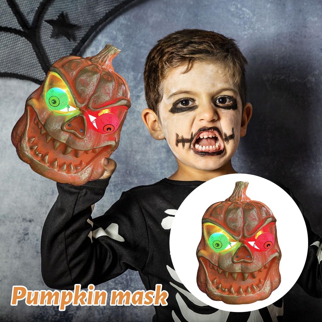 Halloween Horror Pumpkin Mask Glowing Makeup Funny COS Scary Props