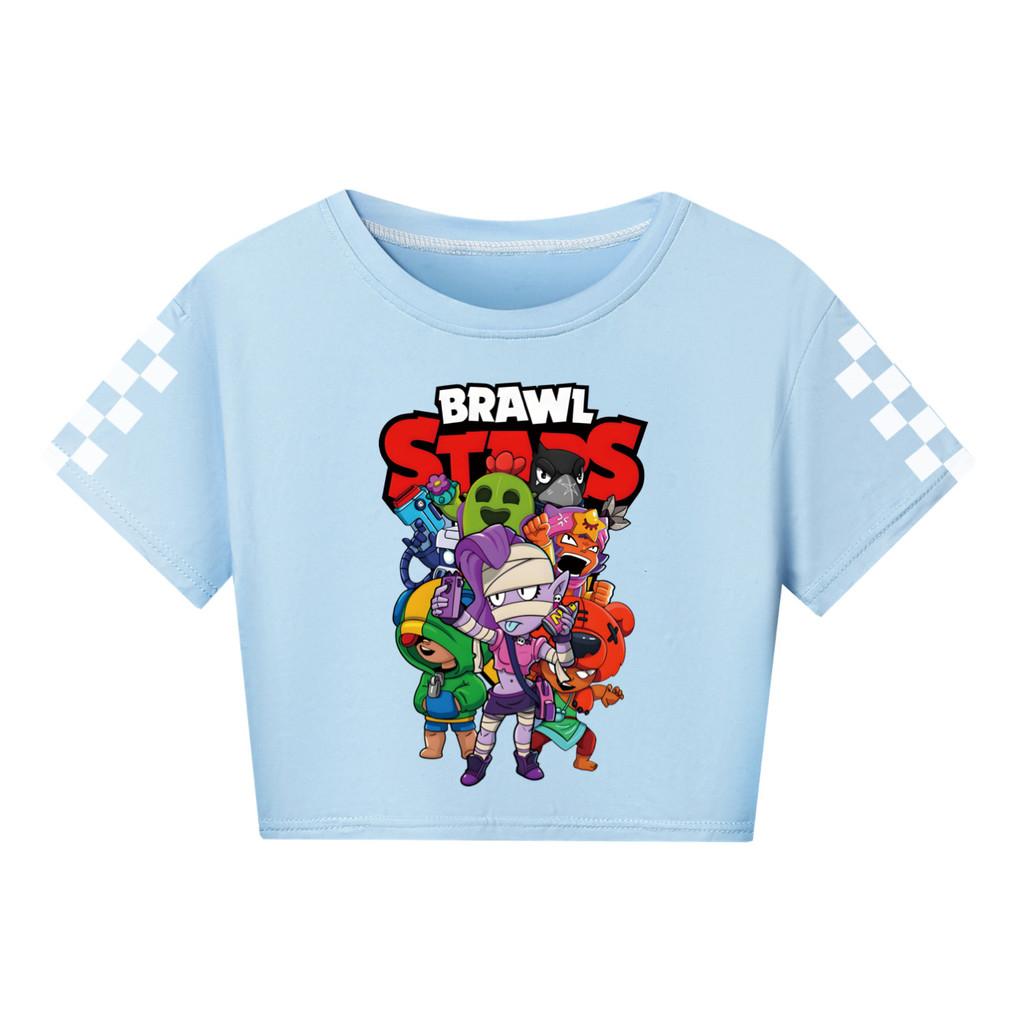 4094 Kid Girls Brawl Stars Print Short Sleeves Short T-Shirt