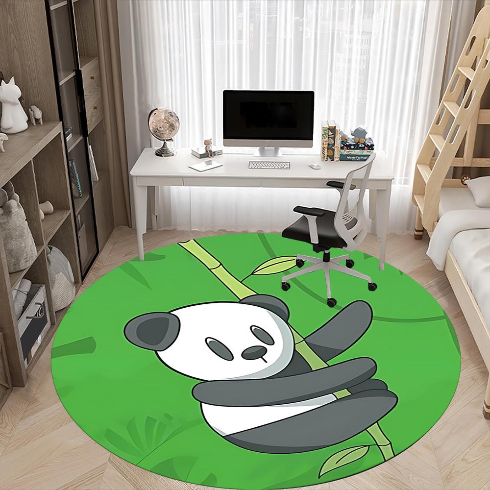 1 szt. Okrągły dywanik biurowy Panda Bambus, Mata odpowiednia do biura, Pod krzesła biurowe, Sypialni, Salonu, Wystroju domu, Dekoracji pokoju