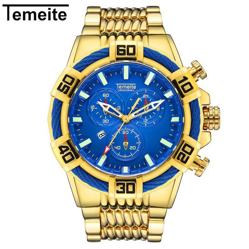 Top Brand Watch Quartz Large Dial Luminous Watch Men's Stainless Steel Strap Calendar Quartz Glass Mirror Chronograph Watch