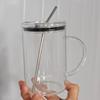 1L Drinking Glass Tumbler With Lid And Straw Glass Coffee Cup Glass Mug Milk Juice Cup Transparent Cup Juice Mocha Cups