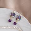 Niche Design Stud Earrings Female Purple Butterfly Flower Crystal Fringed Earrings Diamond Pearl Unique Earrings