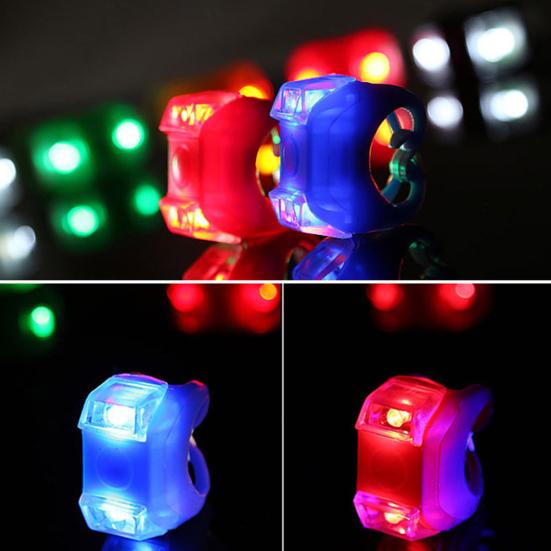 Silicone Bicycle Bike Cycling Head Tail Rear Warning Safety LED Lamp Light Bulb