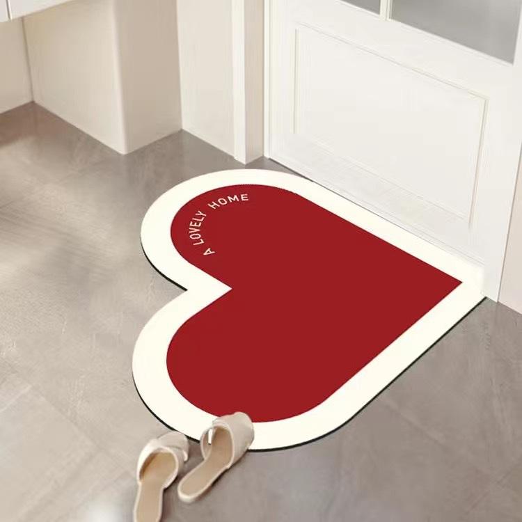 INS Wind Gradient Love Bathroom Absorbent Mat Household Non-slip Bathroom Soft Mat Wedding Diatom Mud Mat