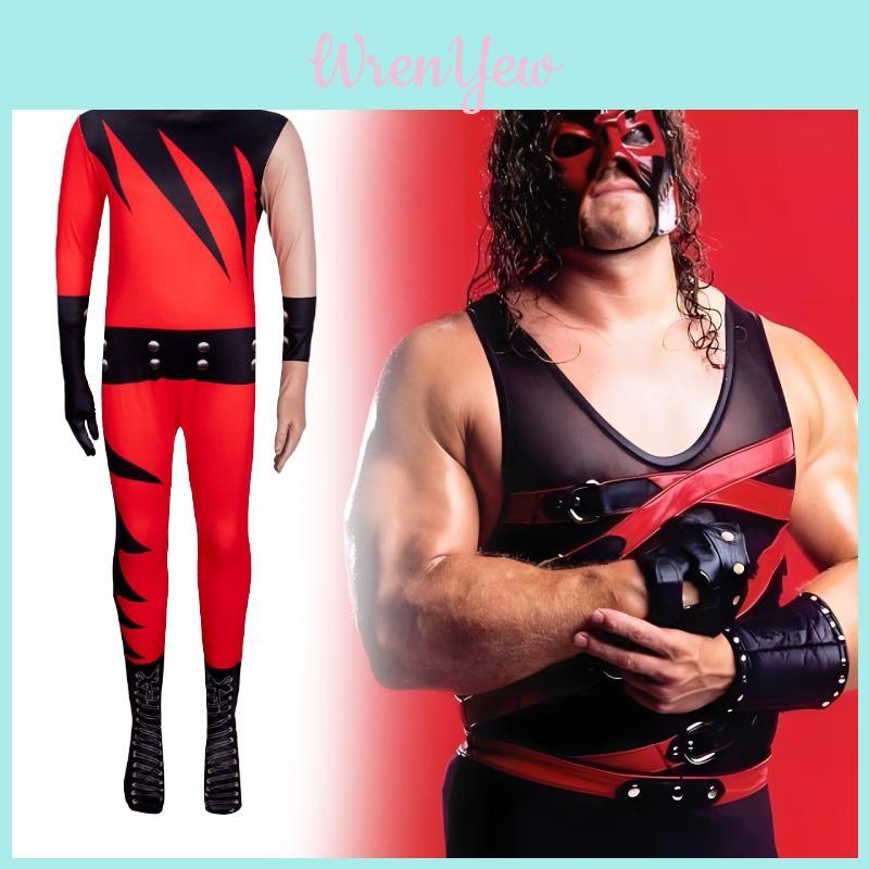 Wwe Wrestler Kane Zentai Suit With Headgear For Kids Cosplay Events