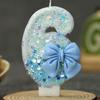 1pc Handmade Birthday Candle Party Celebration Supplies Decorative Candle Blue Bowknot Creative Digital Candle For Birthday Cake