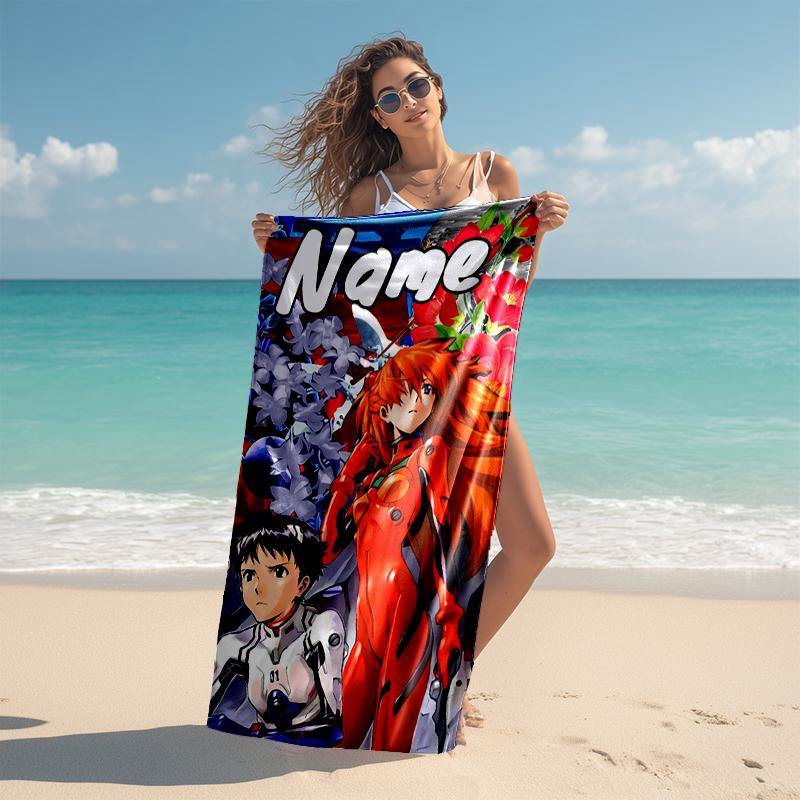 Personalized customized proof beach towel with Asuka Langley Soryu  pattern - soft, absorbent, quick-drying, perfect swimming, camping&bathing