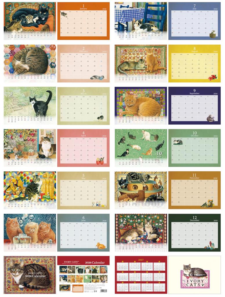 2026 Desk Calendar Ivory Cats 2026 December 1360K56080 (January - 2026)