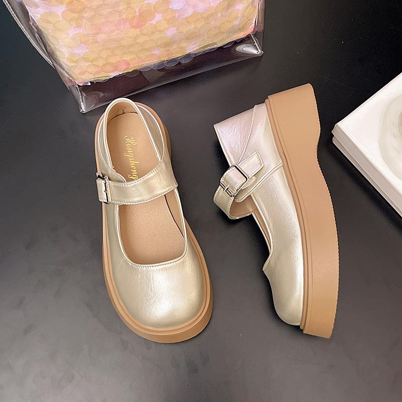 2025 British style Mary Jane women's shoes small height increase small leather shoes women's platform jk single shoes loafers high heels