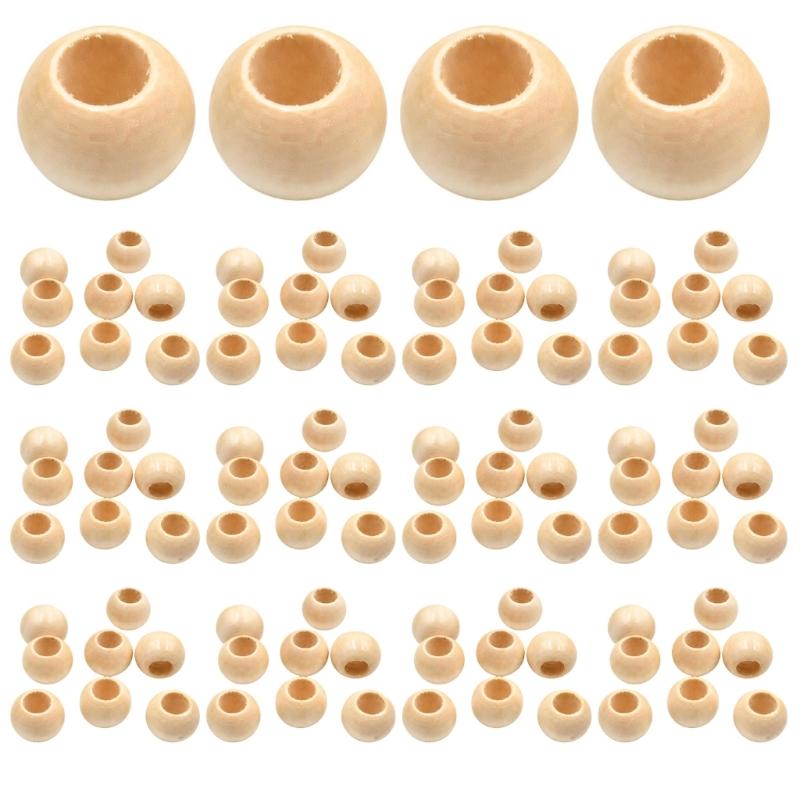 Wooden Beads with Large Through Holes, 100 pcs for DIY Bracelet, Necklace, Keychain, and Clothing Decoration Projects