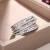 Herren- und Damen-Universalring aus Zirkonia, europäisch und amerikanisch, geometrische Linien, gewunden, unregelmäßig, mehrlagig, Accessoires